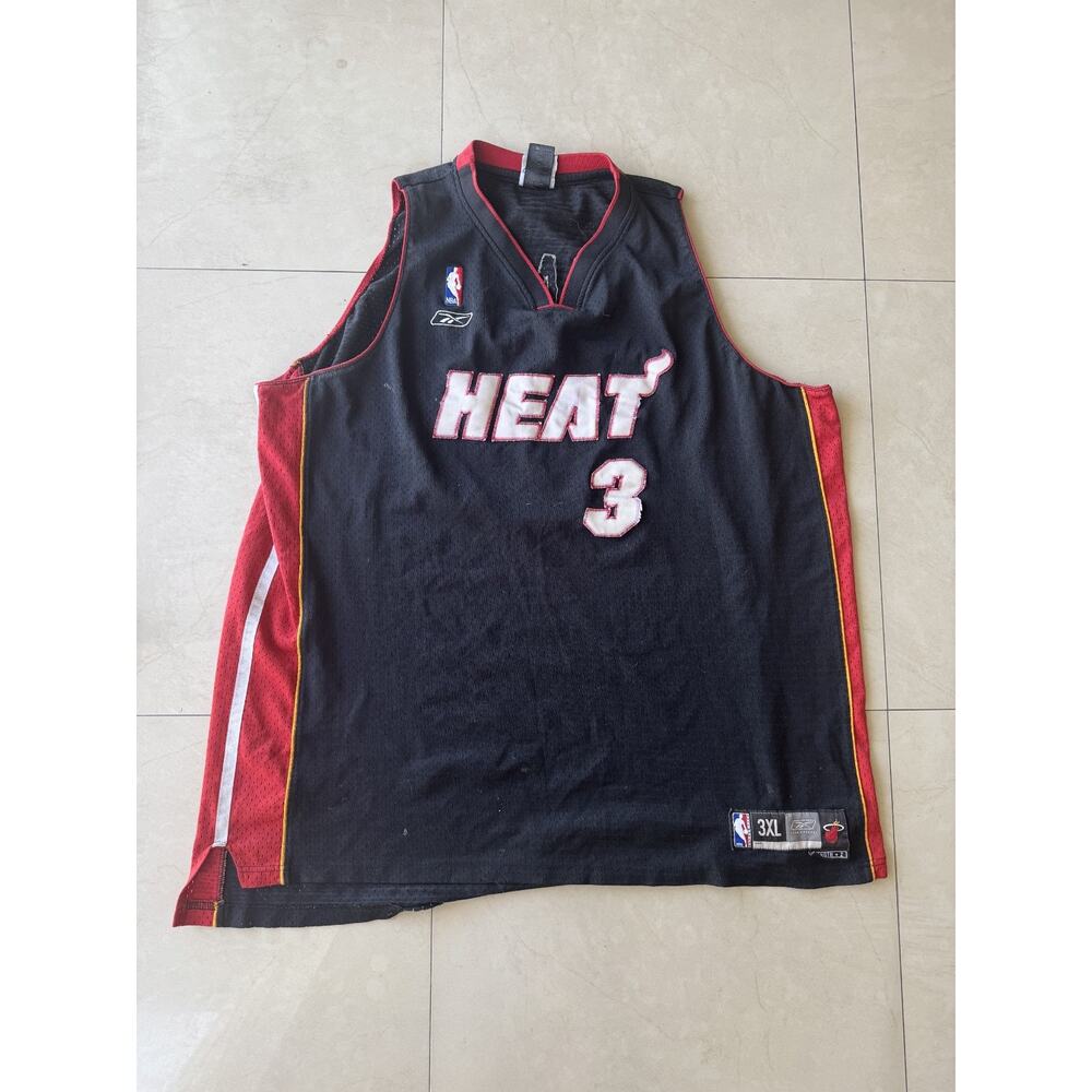 Vintage Reebok Miami Heat Dwyane Wade #3 Black Alternate Jersey 3XL Stitched NBA